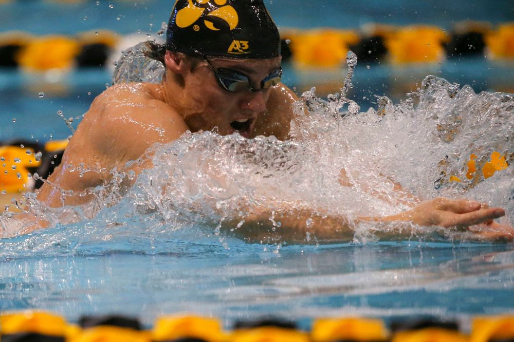 Iowa's Daniel Swanepoel at the 200-yard breaststroke race Saturday, March 2, 2019 at the Campus Recreation and Wellness Center. (Lily Smith/hawkeyesports.com)