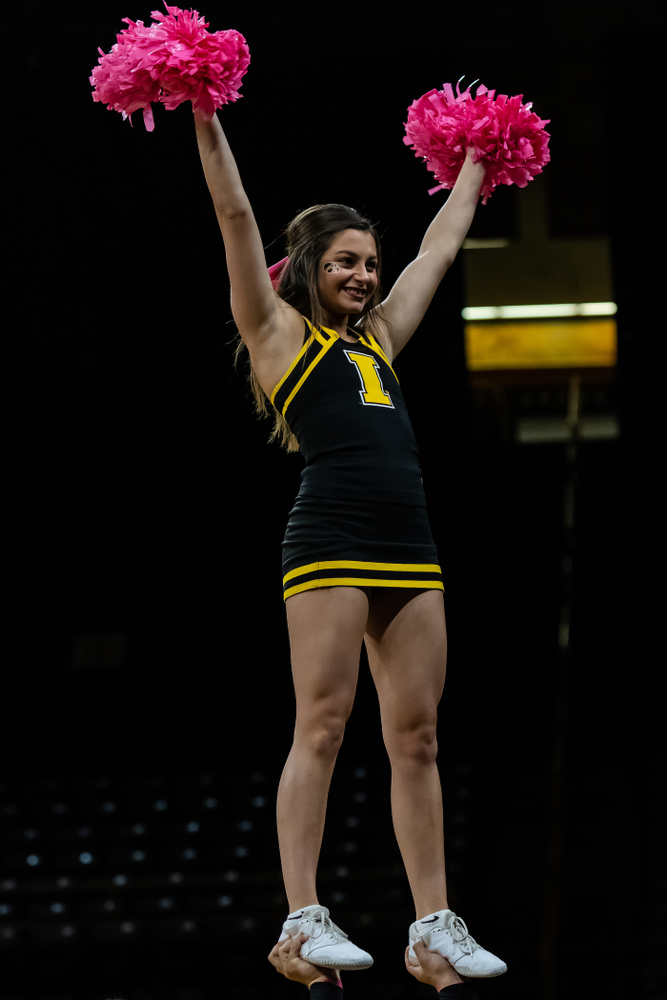 The Iowa Cheerleaders against the Wisconsin Badgers Saturday, October 6, 2018 at Carver-Hawkeye Arena. (Clem Messerli/Iowa Sports Pictures)