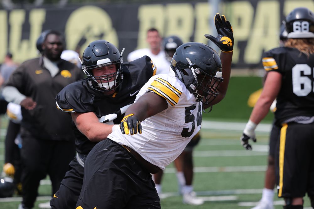 Iowa Hawkeyes defensive tackle Daviyon Nixon (54) during the third practice of fall camp Sunday, August 5, 2018 at the Kenyon Football Practice Facility. (Brian Ray/hawkeyesports.com)