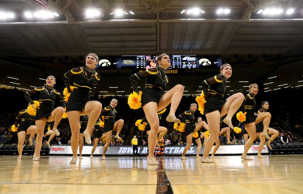 The Iowa Dance Team performs at halftime of the Iowa Hawkeyes game against the Maryland Terrapins Friday, January 10, 2020 at Carver-Hawkeye Arena. (Brian Ray/hawkeyesports.com)