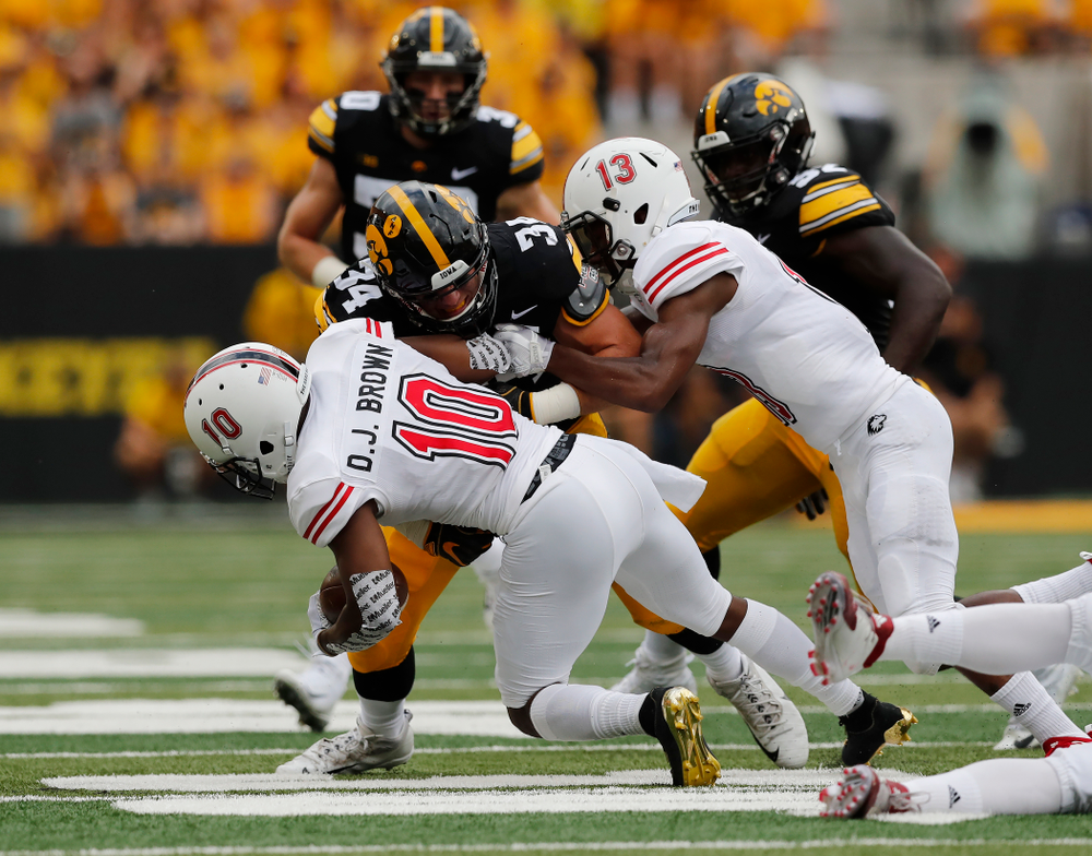 Iowa Hawkeyes linebacker Kristian Welch (34) against the Northern Illinois Huskies Saturday, September 1, 2018 at Kinnick Stadium. (Brian Ray/hawkeyesports.com)
