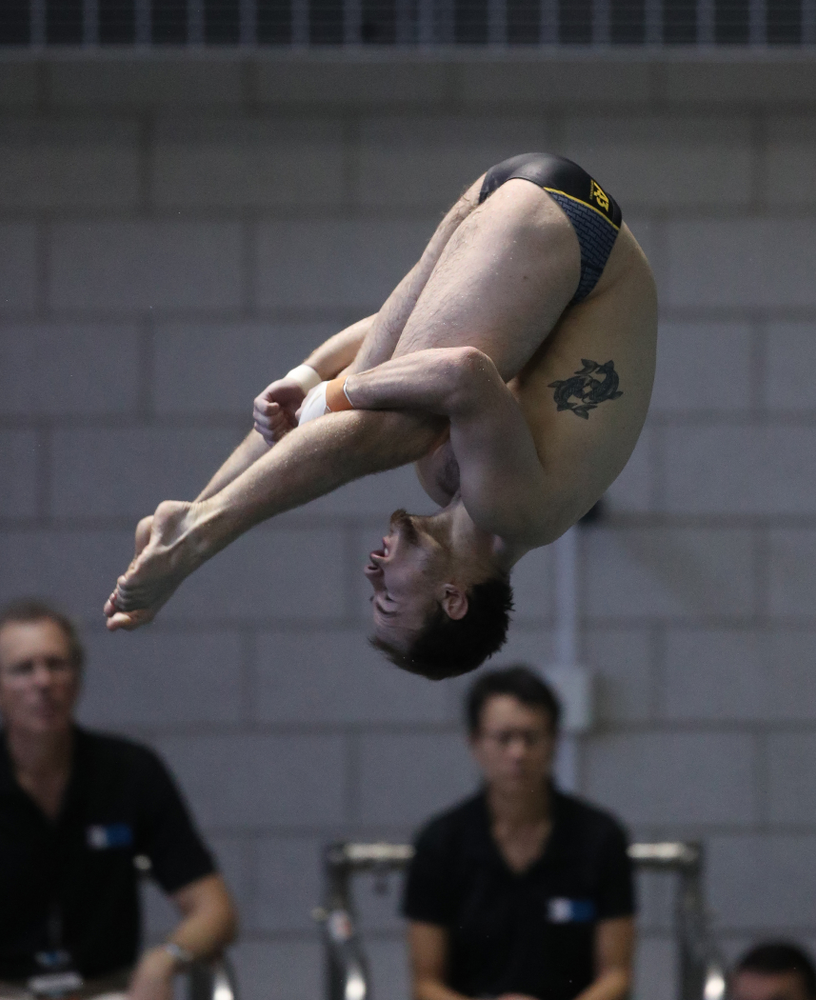 Iowa's Anton Hoherz competes on the 3-meter springboard during the third day of the 2019 Big Ten Swimming and Diving Championships Thursday, February 28, 2019 at the Campus Wellness and Recreation Center. (Brian Ray/hawkeyesports.com)