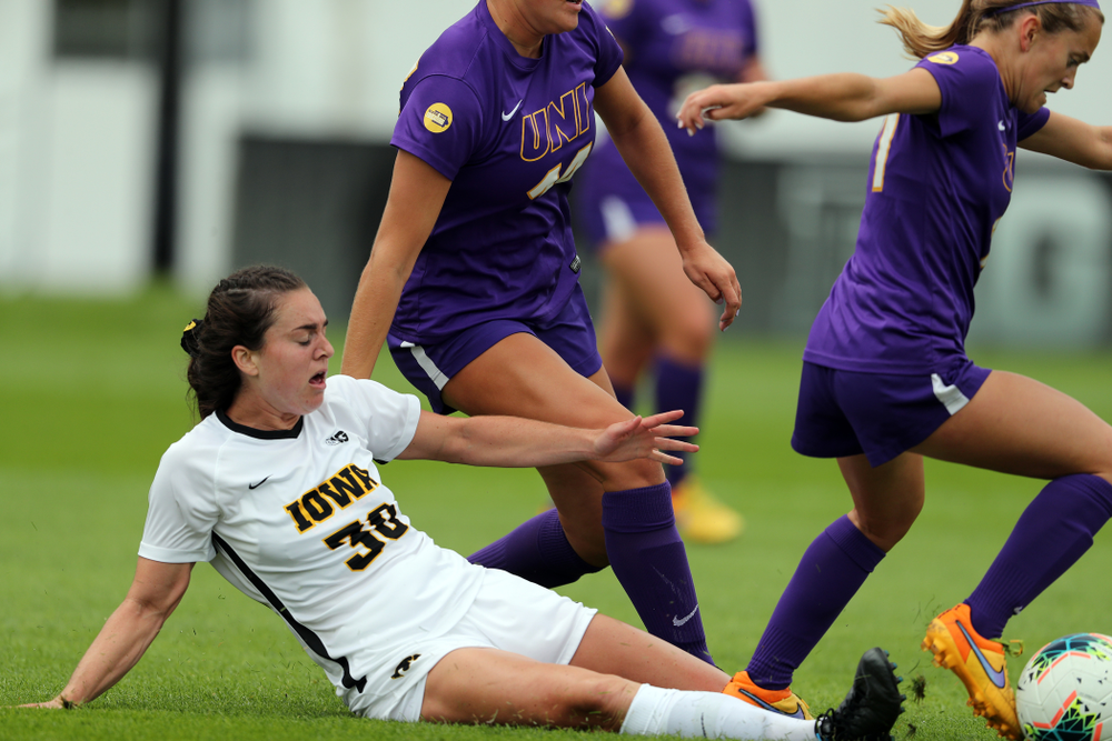 Iowa Hawkeyes forward Devin Burns (30) during a 6-1 win over Northern Iowa Sunday, August 25, 2019 at the Iowa Soccer Complex. (Brian Ray/hawkeyesports.com)