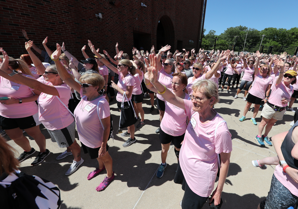 Participants in the 2019 Iowa Ladies Football Academy wave to the Stead Family ChildrenÕs Hospital Saturday, June 8, 2019 at Kinnick Stadium. (Brian Ray/hawkeyesports.com)
