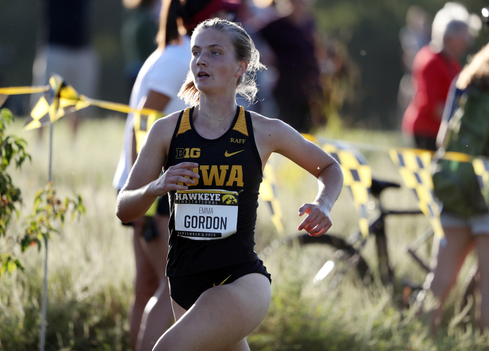 IowaÕs Emma Gordon runs in the 2019 Hawkeye Invitational Friday, September 6, 2019 at the Ashton Cross Country Course. (Brian Ray/hawkeyesports.com)