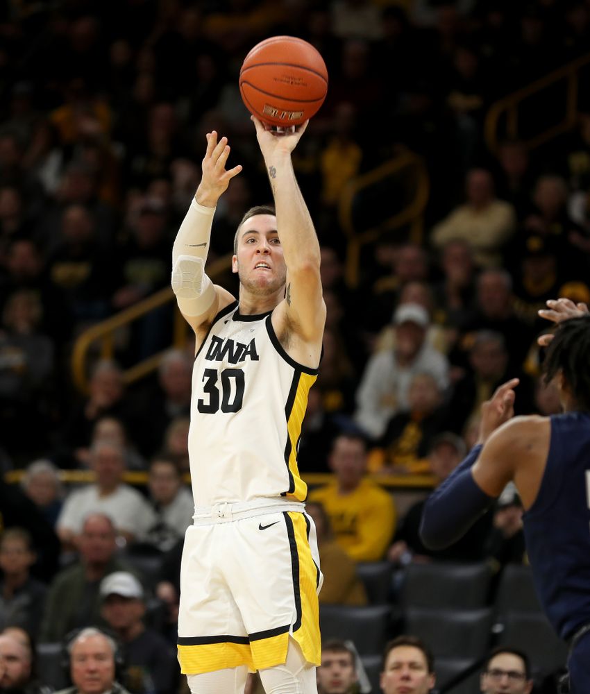 Iowa Hawkeyes guard Connor McCaffery (30) against Penn State Saturday, February 29, 2020 at Carver-Hawkeye Arena. (Brian Ray/hawkeyesports.com)