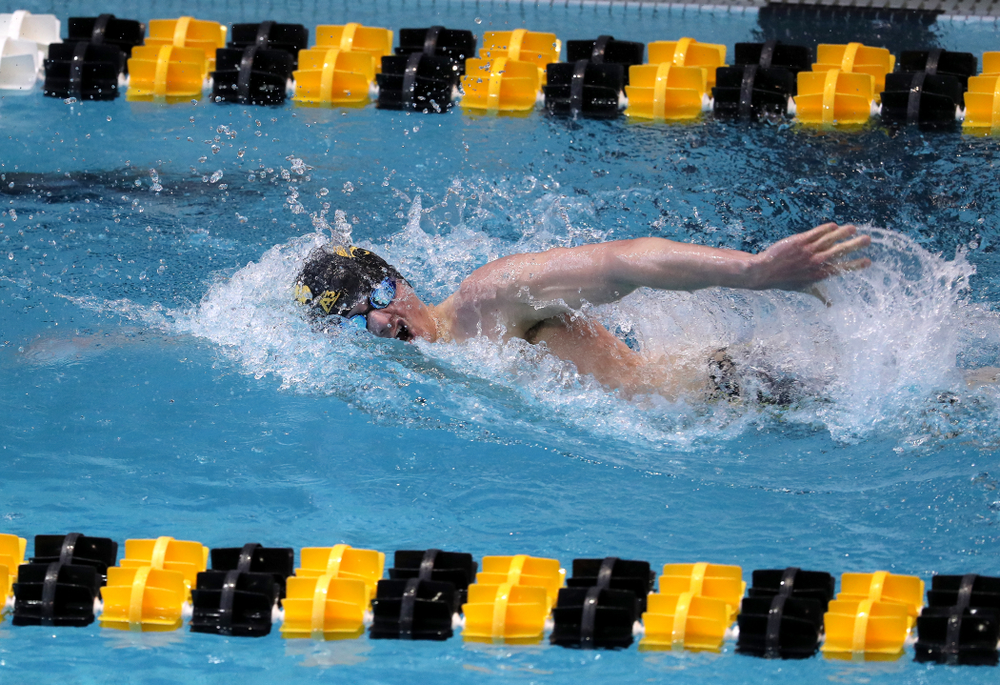 Iowa's Tom Schab swims in the preliminaries of the 500-yard freestyle during the 2019 Big Ten Swimming and Diving Championships Thursday, February 28, 2019 at the Campus Wellness and Recreation Center. (Brian Ray/hawkeyesports.com)