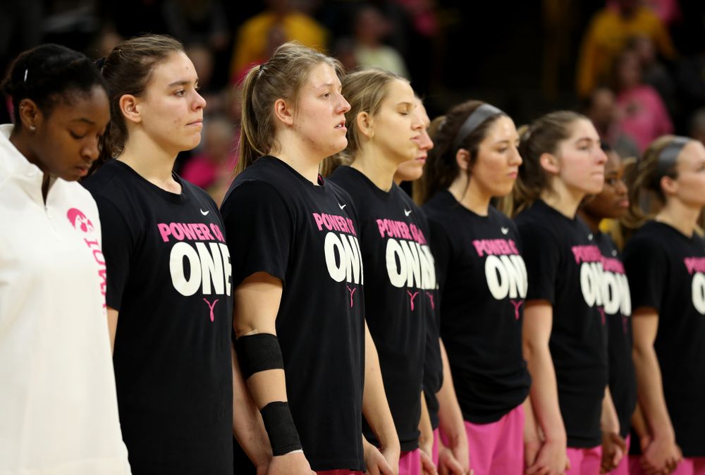 Iowa Hawkeyes forward/center Monika Czinano (25) against the Wisconsin Badgers Sunday, February 16, 2020 at Carver-Hawkeye Arena. (Brian Ray/hawkeyesports.com)