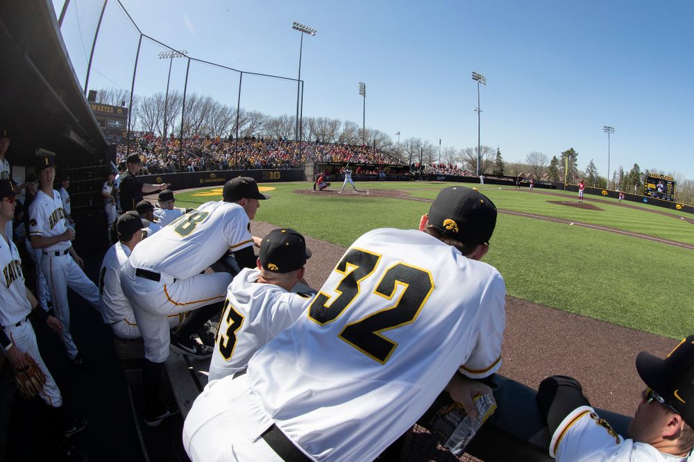 The Iowa Hawkeyes against the Nebraska Cornhuskers Saturday, April 20, 2019 at Duane Banks Field. (Brian Ray/hawkeyesports.com)