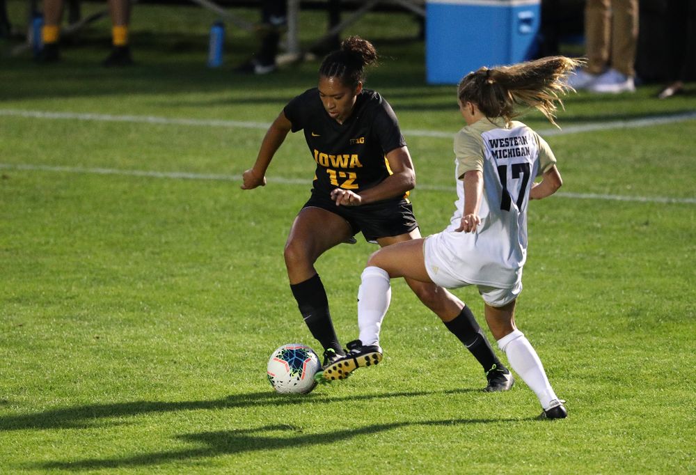 Iowa Hawkeyes forward Olivia Fiegel (12) against Western Michigan Thursday, August 22, 2019 at the Iowa Soccer Complex. (Brian Ray/hawkeyesports.com)