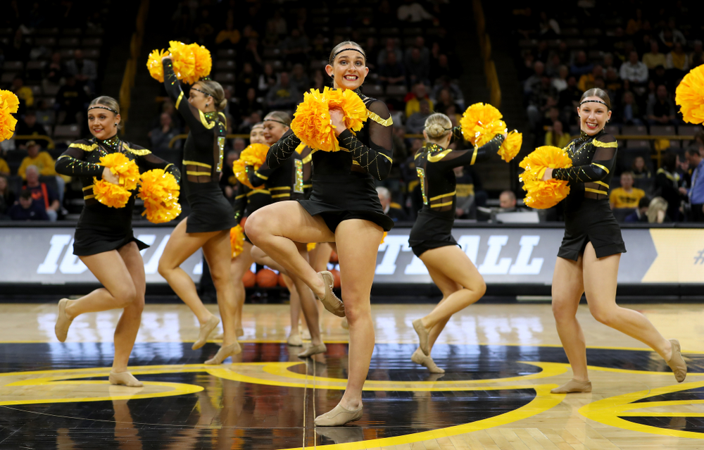 The Iowa Dance Team performs at halftime of the Iowa Hawkeyes game against the Maryland Terrapins Friday, January 10, 2020 at Carver-Hawkeye Arena. (Brian Ray/hawkeyesports.com)