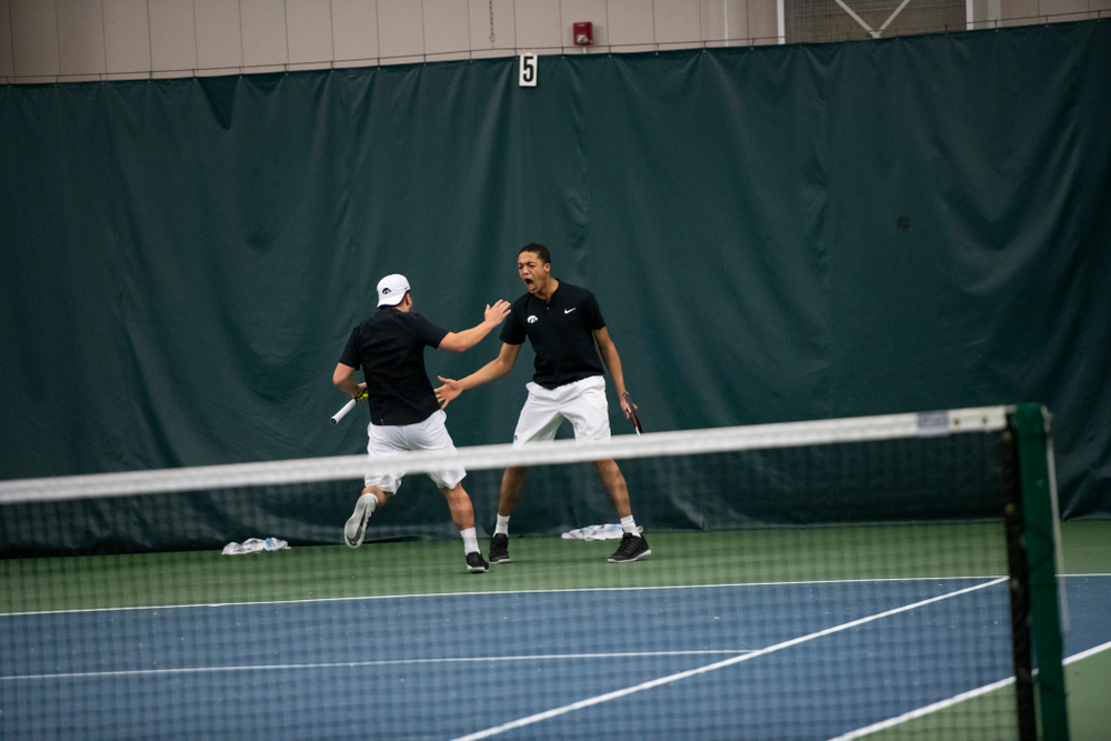 The Iowa men's tennis team competes against Cornell in The Rise Tennis Center in Ithaca, NY on Sunday, Feb. 24, 2019.