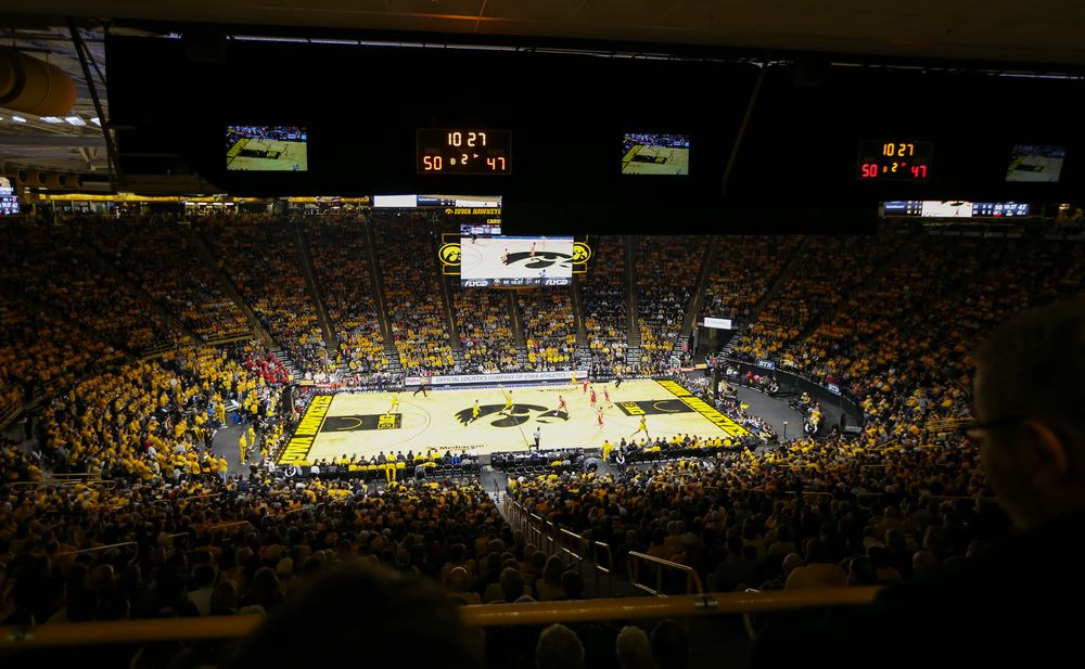 Iowa Hawkeyes fans cheer during a game against Wisconsin on November 30, 2018, at Carver-Hawkeye Arena. (Tork Mason/hawkeyesports.com)