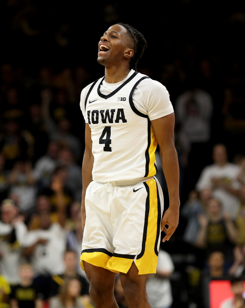 Iowa Hawkeyes guard Bakari Evelyn (4) against the Ohio State Buckeyes Thursday, February 20, 2020 at Carver-Hawkeye Arena. (Brian Ray/hawkeyesports.com)