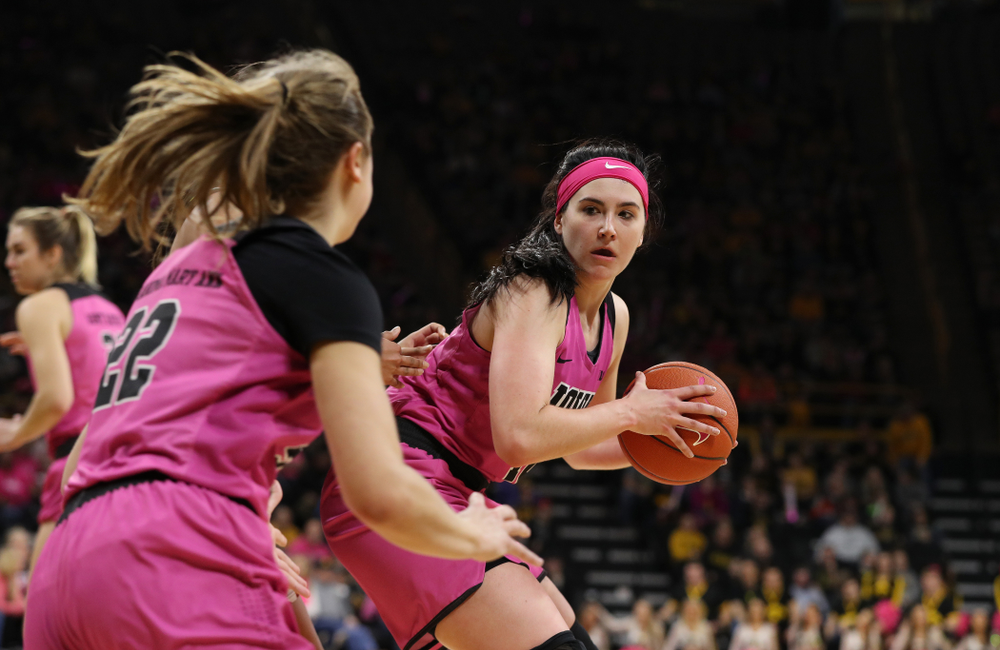 Iowa Hawkeyes forward Megan Gustafson (10) against the seventh ranked Maryland Terrapins Sunday, February 17, 2019 at Carver-Hawkeye Arena. (Brian Ray/hawkeyesports.com)