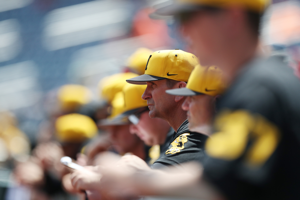 Iowa Hawkeyes head coach Rick Heller against the Nebraska Cornhuskers in the first round of the Big Ten Baseball Tournament Friday, May 24, 2019 at TD Ameritrade Park in Omaha, Neb. (Brian Ray/hawkeyesports.com)