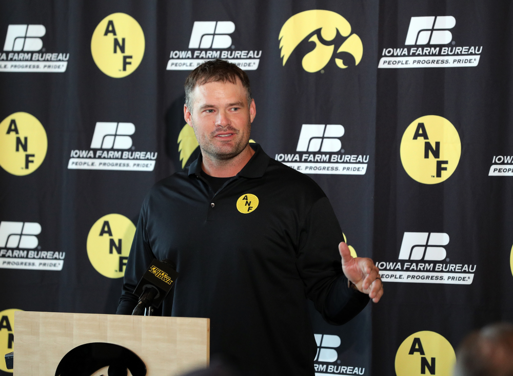 ANF Honoree Matt Kroul addresses the media Tuesday, October 8, 2019 at the Hansen Football Performance Center. (Brian Ray/hawkeyesports.com)