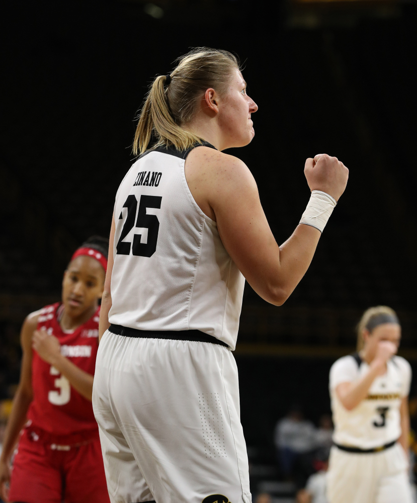 Iowa Hawkeyes forward/center Monika Czinano (25) against the Wisconsin Badgers Monday, January 7, 2019 at Carver-Hawkeye Arena. (Brian Ray/hawkeyesports.com)