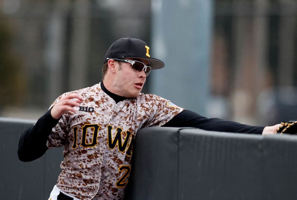 Iowa Hawkeyes catcher Austin Guzzo (20) during a double header against the Indiana Hoosiers Friday, March 23, 2018 at Duane Banks Field. (Brian Ray/hawkeyesports.com)