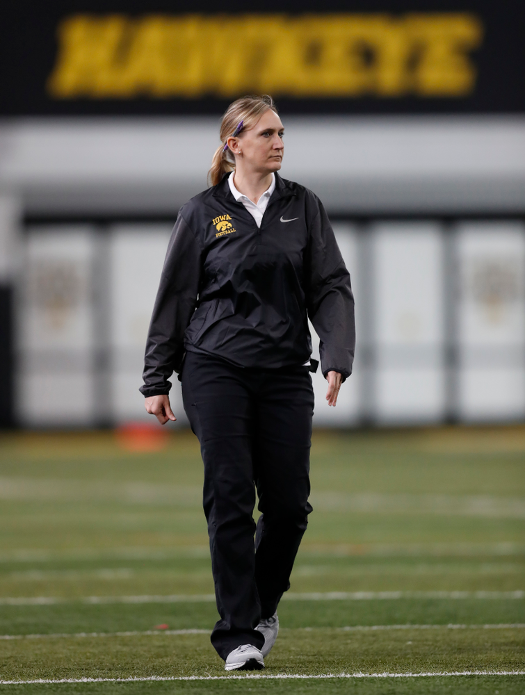 Hawkeye Football Athletic Trainer Kammy Powell during spring practice Wednesday, March 28, 2018 at the Hansen Football Performance Center. (Brian Ray/hawkeyesports.com)