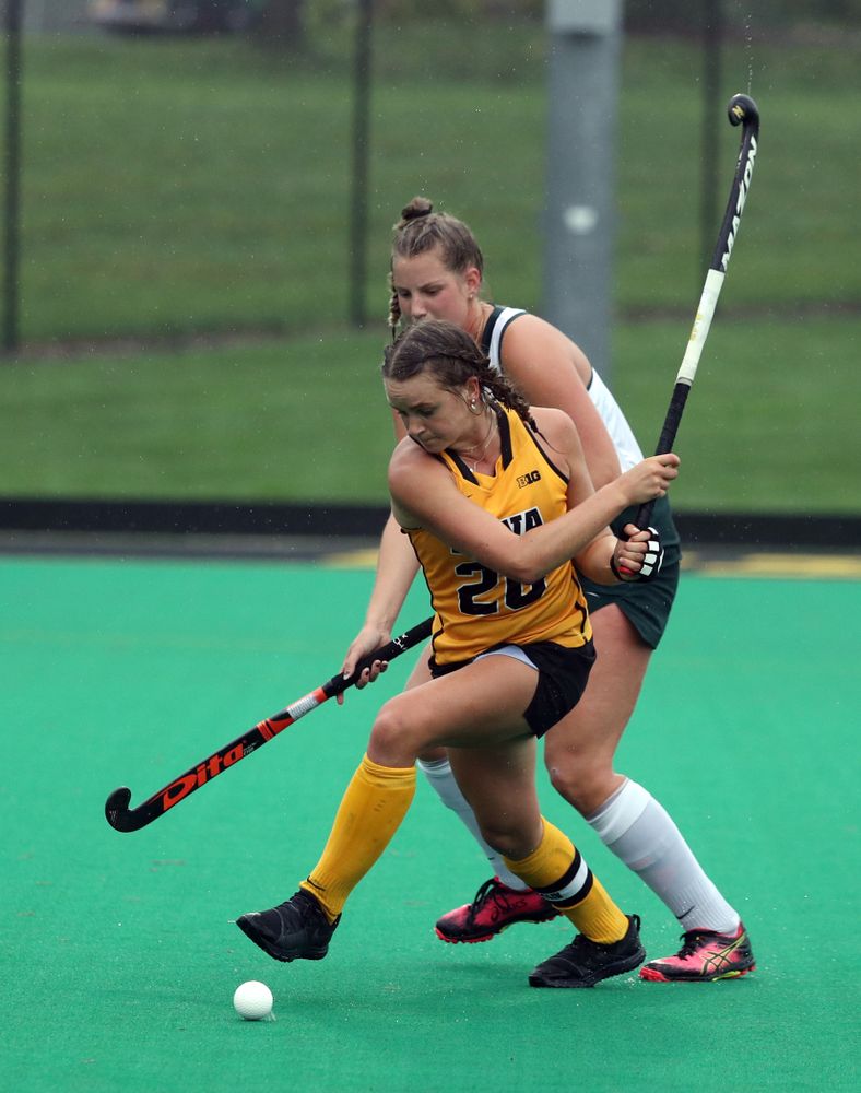 Iowa Hawkeyes forward Maddy Murphy (26) against the Michigan State Spartans Sunday, September 29, 2019 at Grant Field. (Brian Ray/hawkeyesports.com)