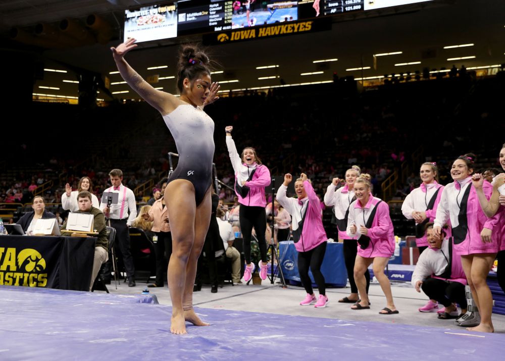 IowaÕs Clair Kaji competes on the beam against Ball State and Air Force Saturday, January 11, 2020 at Carver-Hawkeye Arena. (Brian Ray/hawkeyesports.com)