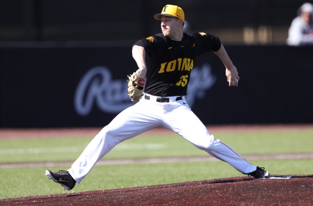 Iowa Hawkeyes Cam Baumann (35) against California State Northridge Sunday, March 17, 2019 at Duane Banks Field. (Brian Ray/hawkeyesports.com)