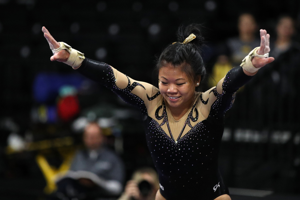 Iowa's Misty-Jade Carlson competes on the vault during their meet against Southeast Missouri State Friday, January 11, 2019 at Carver-Hawkeye Arena. (Brian Ray/hawkeyesports.com)