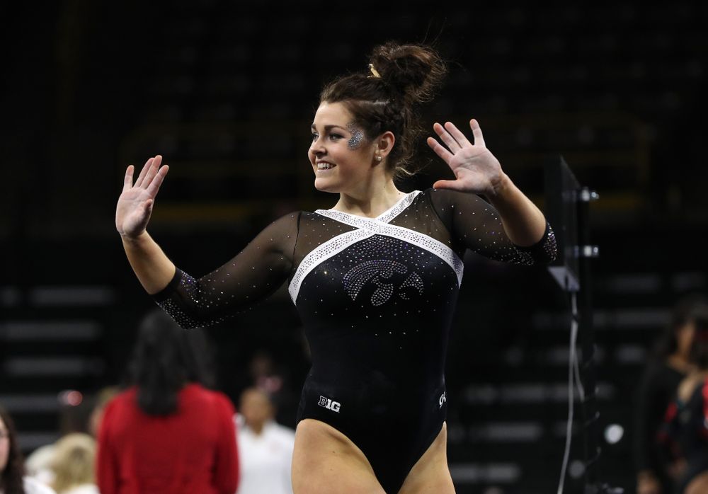 Iowa's Erin Castle competes on the floor against the Rutgers Scarlet Knights Saturday, January 26, 2019 at Carver-Hawkeye Arena. (Brian Ray/hawkeyesports.com)