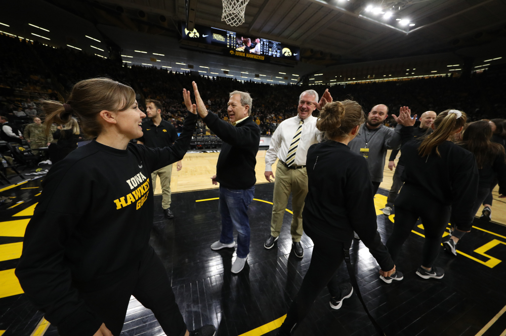 Student Athletes are recognized by the Presidential Committee on Athletics at halftime of the Iowa Hawkeyes game against Penn State Saturday, February 29, 2020 at Carver-Hawkeye Arena. (Brian Ray/hawkeyesports.com)