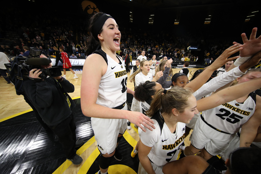 Iowa Hawkeyes forward Megan Gustafson (10) against the Rutgers Scarlet Knights Wednesday, January 23, 2019 at Carver-Hawkeye Arena. (Brian Ray/hawkeyesports.com)