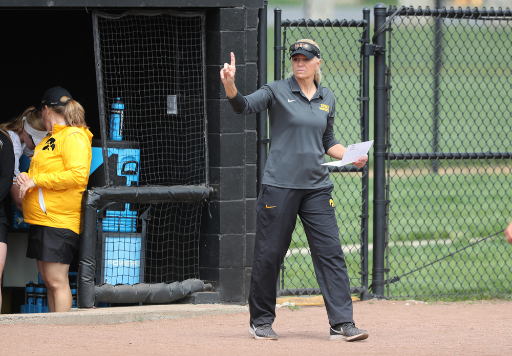 Head Coach Renee Gillispie against the Ohio State Buckeyes on senior day Sunday, May 5, 2019 at Pearl Field. (Brian Ray/hawkeyesports.com)