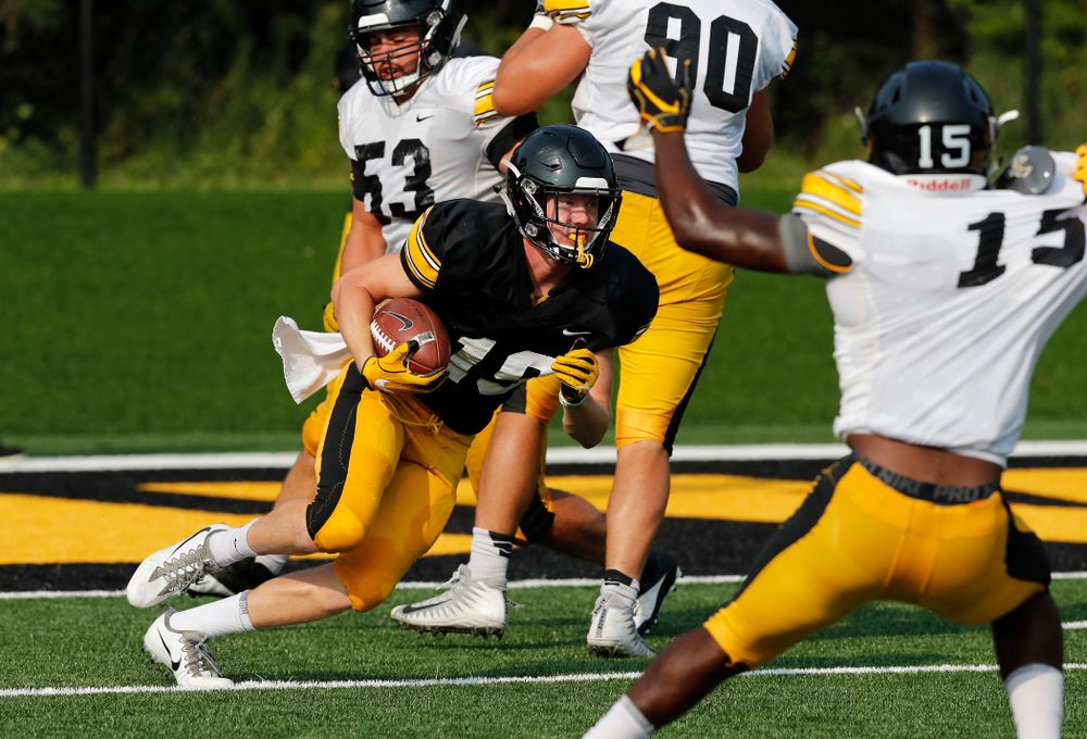 Iowa Hawkeyes wide receiver Max Cooper (19) during camp practice No. 16 Tuesday, August 21, 2018 at the Hansen Football Performance Center. (Brian Ray/hawkeyesports.com)
