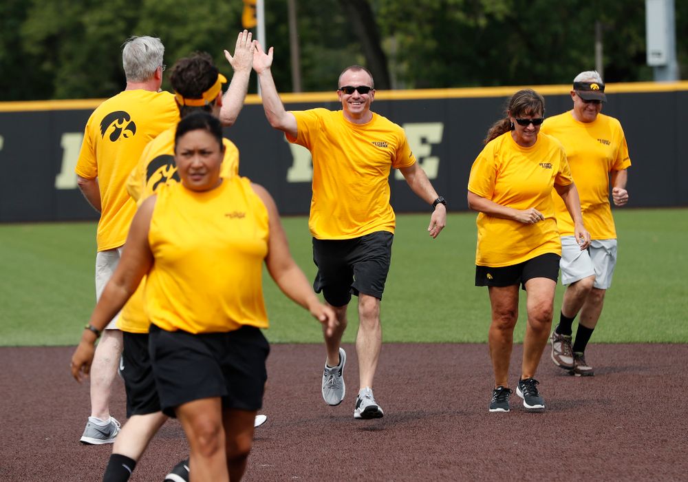 Strength and Conditioning coach Landon Evans during the Iowa Student Athlete Kickoff Kickball game Sunday, August 19, 2018 at Duane Banks Field. (Brian Ray/hawkeyesports.com)