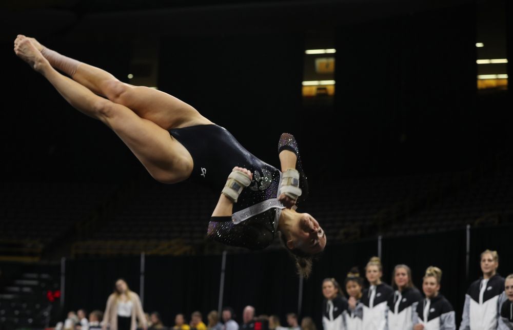 Iowa's Allie Gilchrist competes on the floor against the Rutgers Scarlet Knights Saturday, January 26, 2019 at Carver-Hawkeye Arena. (Brian Ray/hawkeyesports.com)