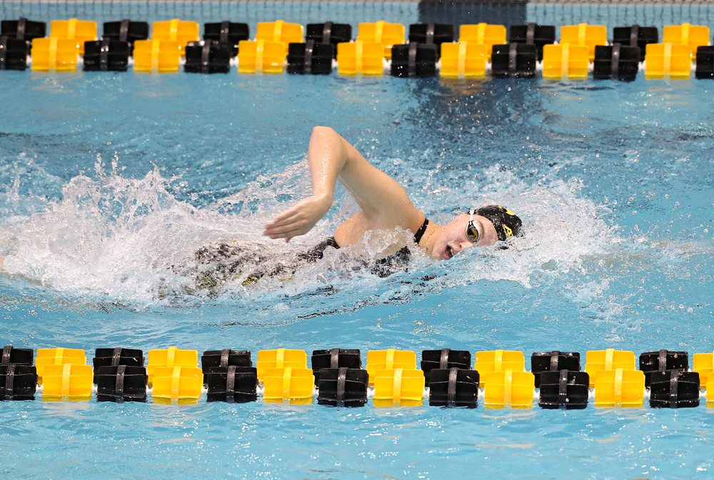 Iowa’s Madilyn Ziegert swims the women’s 200 yard freestyle preliminary event during the 2020 Women’s Big Ten Swimming and Diving Championships at the Campus Recreation and Wellness Center in Iowa City on Friday, February 21, 2020. (Stephen Mally/hawkeyesports.com)