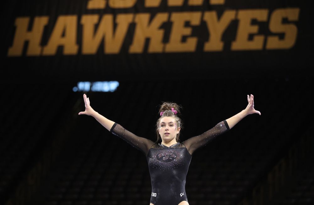 Iowa's Bridget Killian competes on the beam during their meet against the Minnesota Golden Gophers Saturday, January 19, 2019 at Carver-Hawkeye Arena. (Brian Ray/hawkeyesports.com)