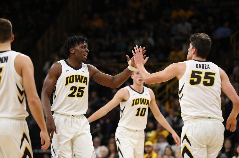 Iowa Hawkeyes forward Tyler Cook (25) and forward Luka Garza (55) against UW Green Bay Sunday, November 11, 2018 at Carver-Hawkeye Arena. (Brian Ray/hawkeyesports.com)