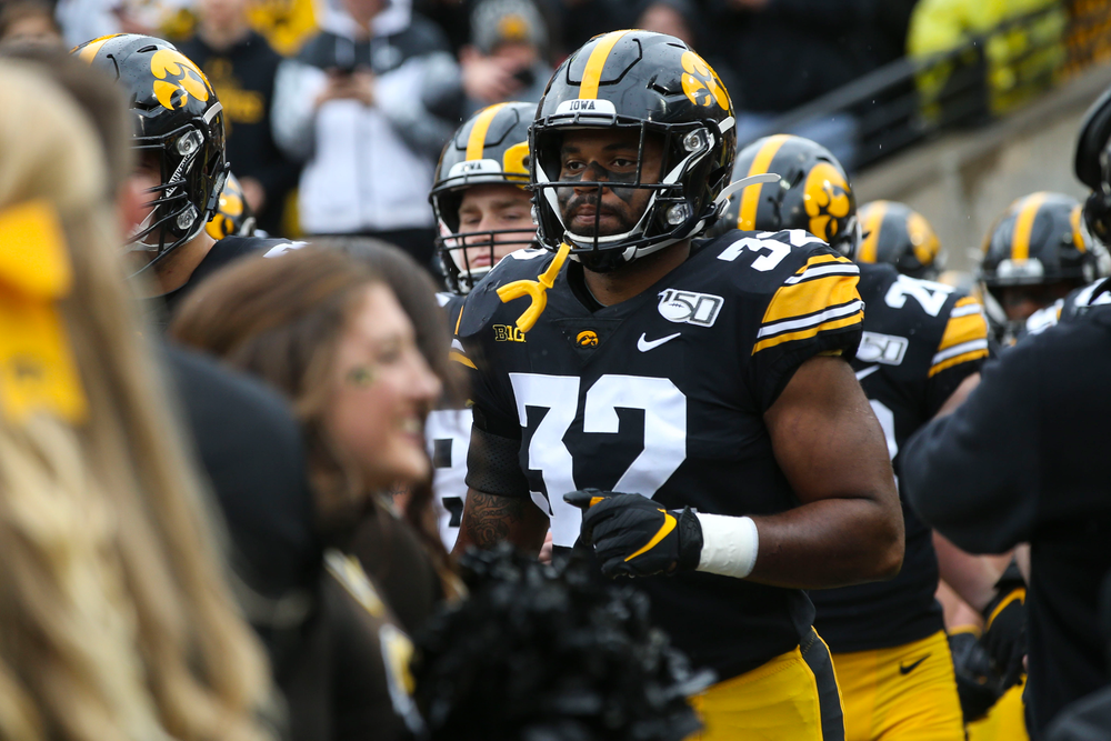 Iowa Hawkeyes linebacker Djimon Colbert (32) during Iowa football vs Purdue on Saturday, October 19, 2019 at Kinnick Stadium. (Lily Smith/hawkeyesports.com)