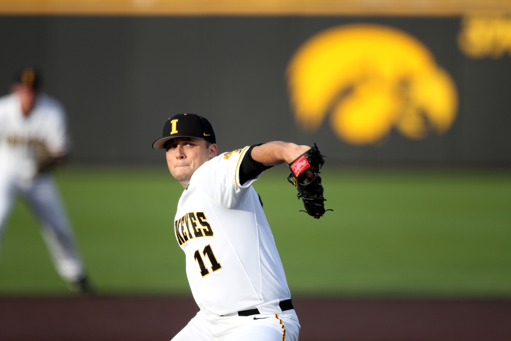 Iowa Hawkeyes Cole McDonald (11) during game one against UC Irvine Friday, May 3, 2019 at Duane Banks Field. (Brian Ray/hawkeyesports.com)