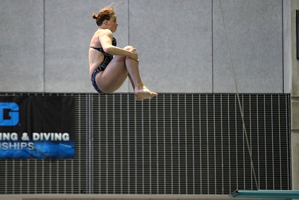 Iowa’s Claire Park competes in the women’s 3 meter diving preliminary event during the 2020 Women’s Big Ten Swimming and Diving Championships at the Campus Recreation and Wellness Center in Iowa City on Friday, February 21, 2020. (Stephen Mally/hawkeyesports.com)