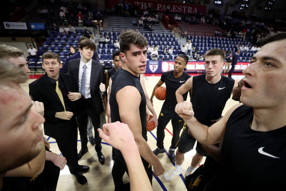 Iowa Hawkeyes forward Luka Garza (55) against Penn State Saturday, January 4, 2020 at the Palestra in Philadelphia. (Brian Ray/hawkeyesports.com)