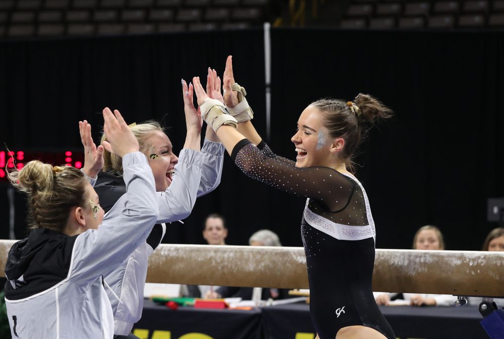 Iowa's Allie Gilchrist competes on the beam against the Rutgers Scarlet Knights Saturday, January 26, 2019 at Carver-Hawkeye Arena. (Brian Ray/hawkeyesports.com)