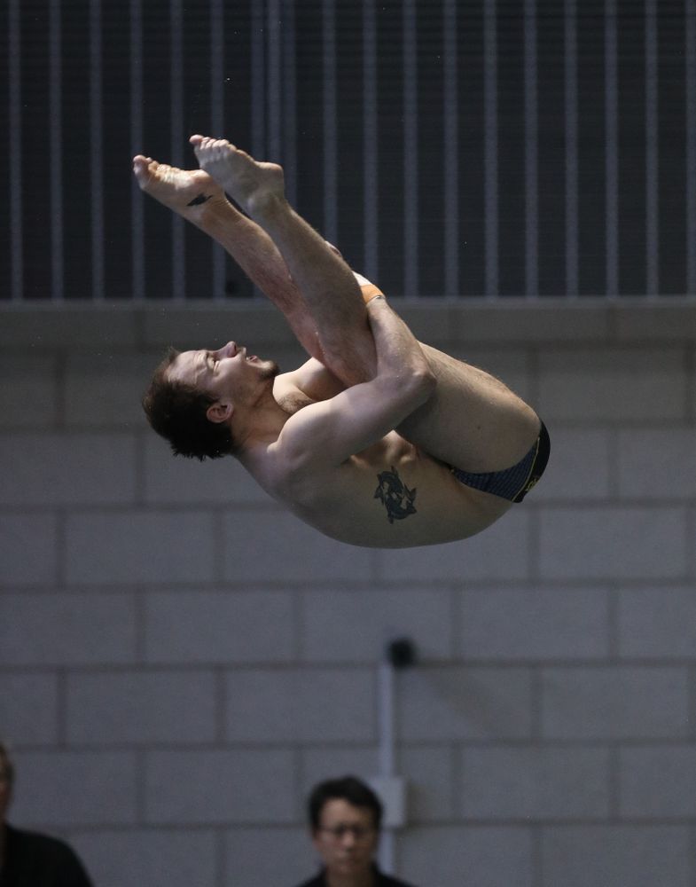 Iowa's Anton Hoherz competes on the 3-meter springboard during the third day of the 2019 Big Ten Swimming and Diving Championships Thursday, February 28, 2019 at the Campus Wellness and Recreation Center. (Brian Ray/hawkeyesports.com)
