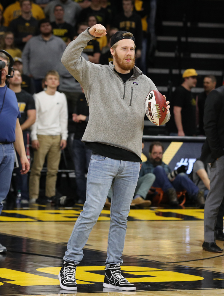 Former Hawkeye Football Player and San Francisco 49ers quarterback CJ Beathard against the Ohio State Buckeyes Saturday, January 12, 2019 at Carver-Hawkeye Arena. (Brian Ray/hawkeyesports.com)