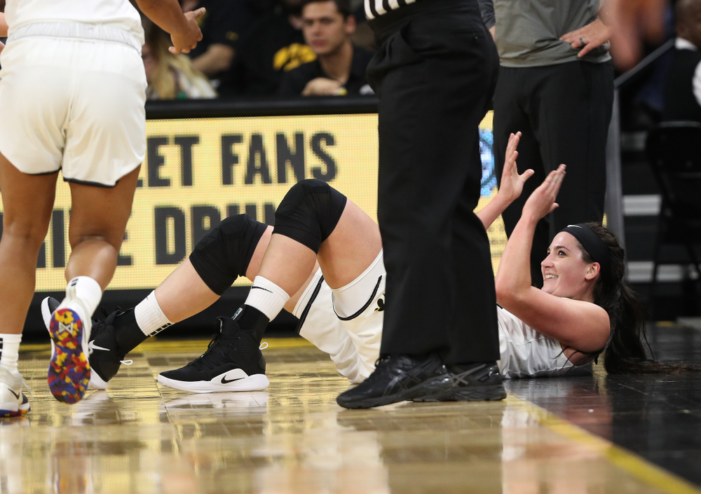 Iowa Hawkeyes forward Megan Gustafson (10) against Dakota Wesleyan University Tuesday, November 6, 2018 at Carver-Hawkeye Arena. (Brian Ray/hawkeyesports.com)
