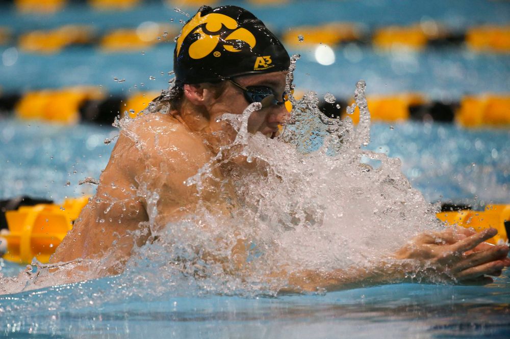 Iowa's Daniel Swanepoel at the 200-yard breaststroke race Saturday, March 2, 2019 at the Campus Recreation and Wellness Center. (Lily Smith/hawkeyesports.com)