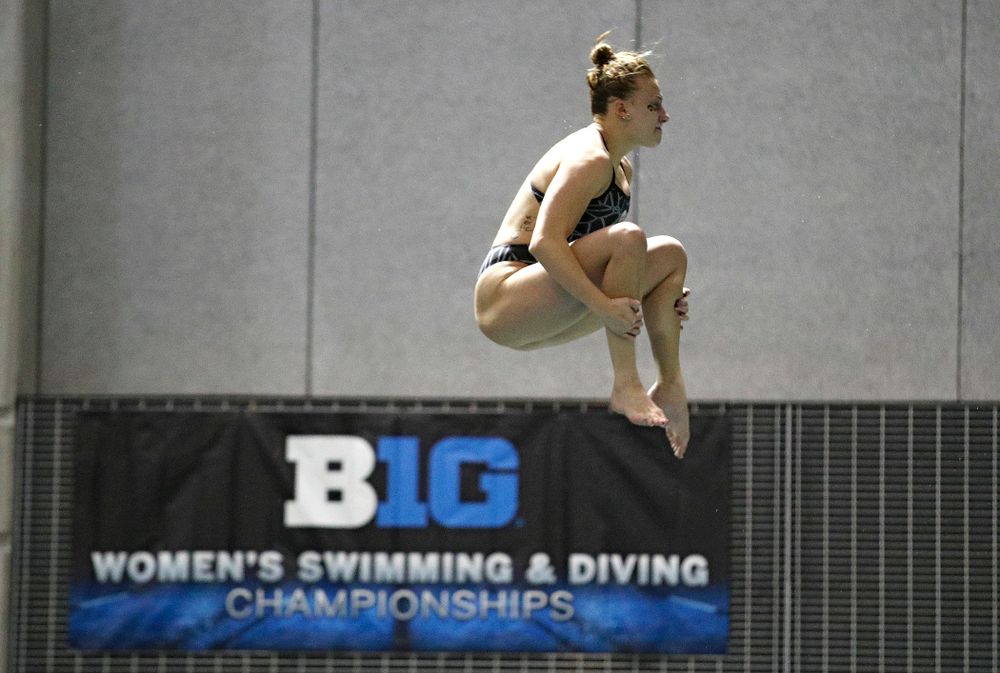 Iowa’s Samantha Tamborski competes in the women’s 3 meter diving final event during the 2020 Women’s Big Ten Swimming and Diving Championships at the Campus Recreation and Wellness Center in Iowa City on Friday, February 21, 2020. (Stephen Mally/hawkeyesports.com)