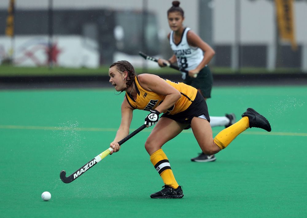 Iowa Hawkeyes forward Maddy Murphy (26) against the Michigan State Spartans Sunday, September 29, 2019 at Grant Field. (Brian Ray/hawkeyesports.com)