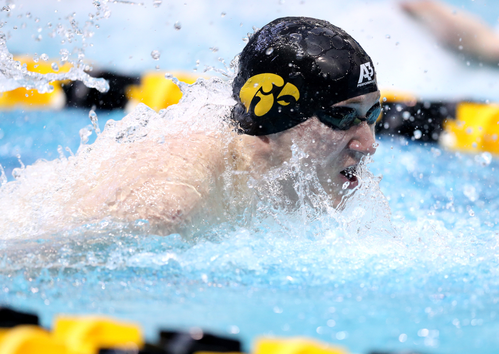 Iowa's Michael Brzus competes in the 100-yard butterfly on the third day at the 2019 Big Ten Swimming and Diving Championships Thursday, February 28, 2019 at the Campus Wellness and Recreation Center. (Brian Ray/hawkeyesports.com)
